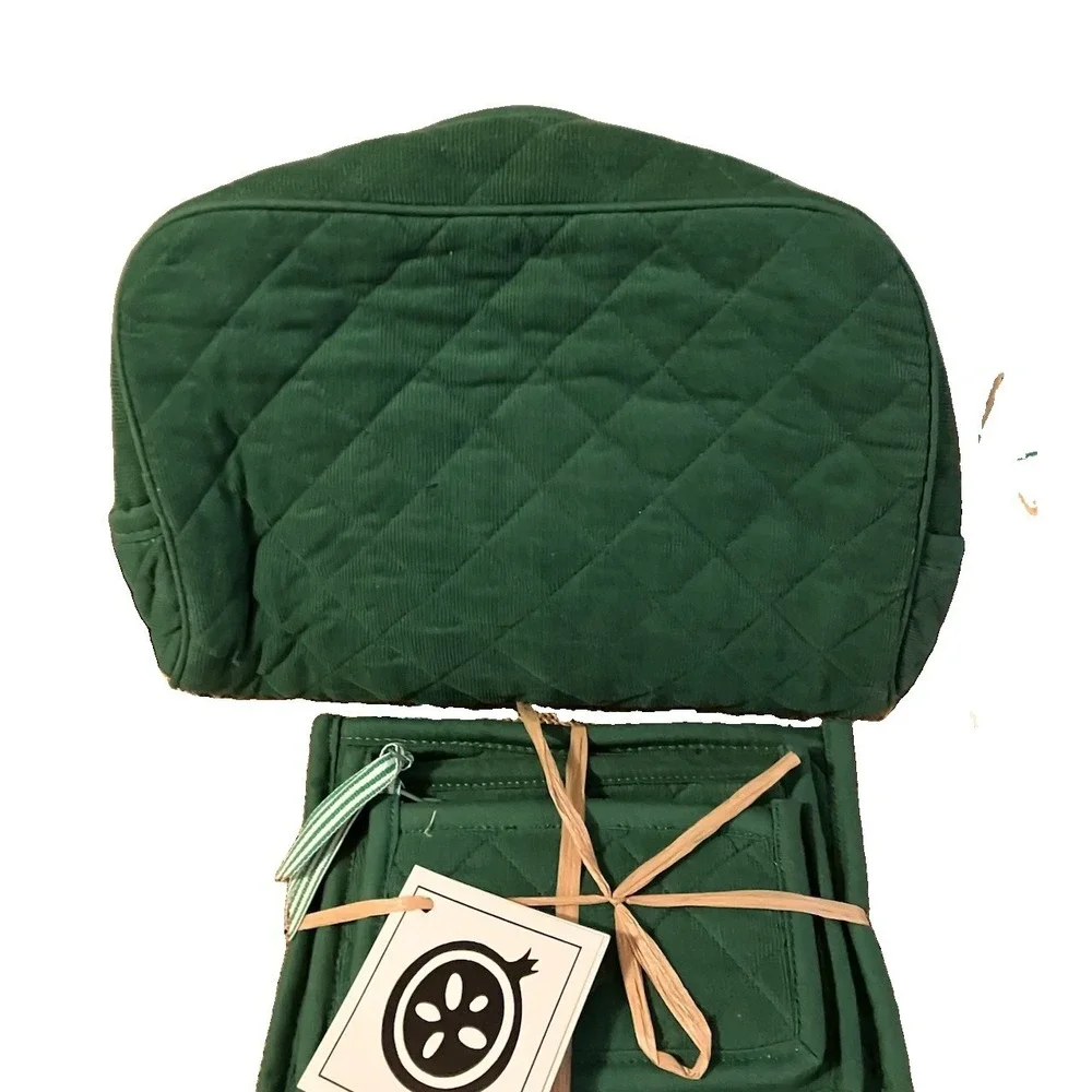 Pomegranate Inc. KY Cosmetic Makeup Bag Set Green Corduroy NWT Zip Preppy Gift